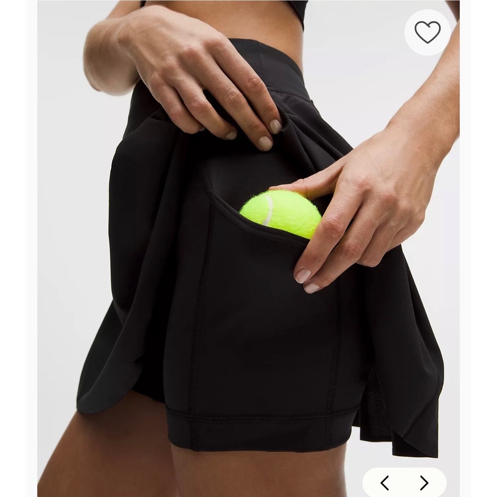 Lululemon Side Pleated Skort Tennis Skirt Black Pocket 4